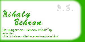 mihaly behron business card